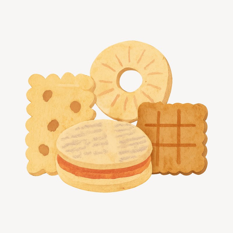 Assorted delicious cookies illustration.