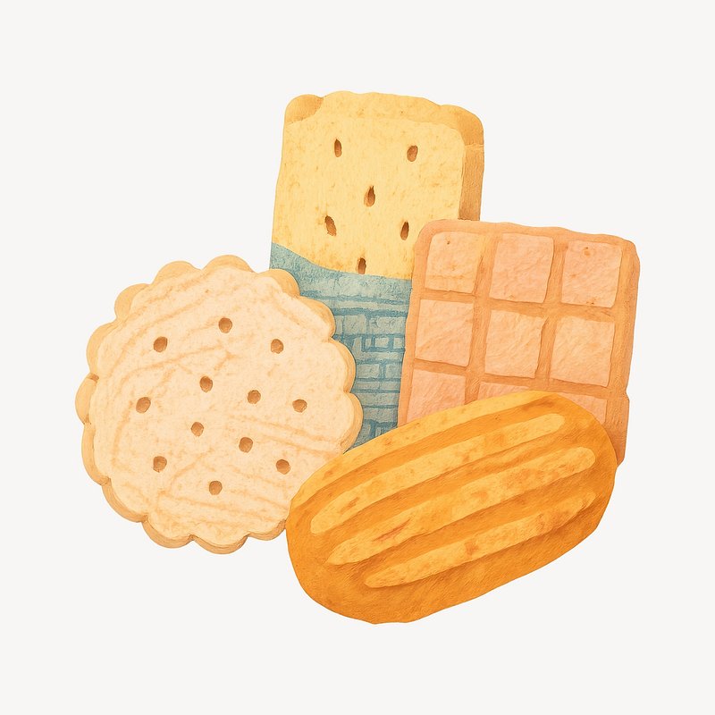 Assorted delicious cookies illustration.