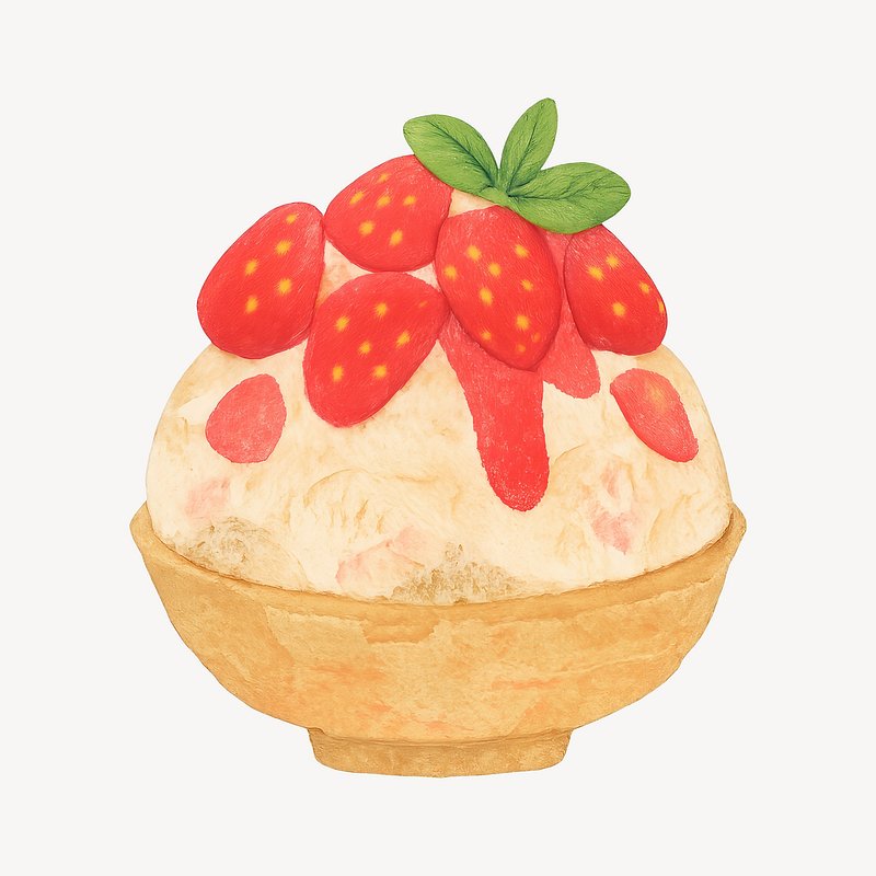 Delicious strawberry shaved ice dessert.
