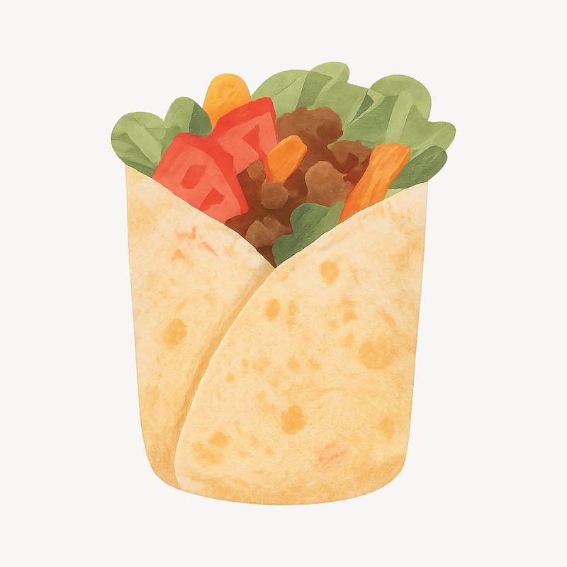 Colorful delicious wrap illustration.