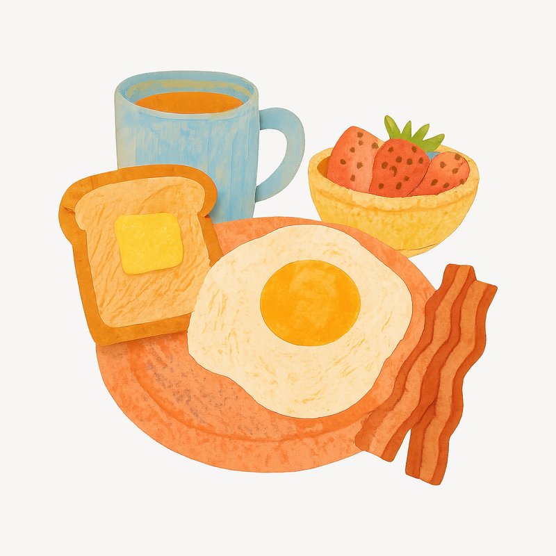Delicious breakfast with coffee.