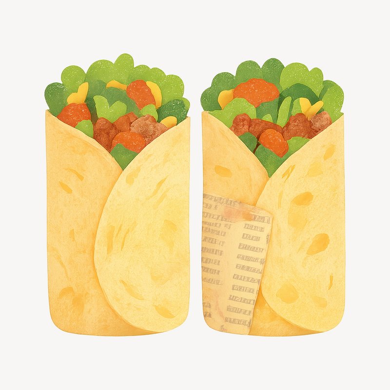 Colorful delicious burrito illustration