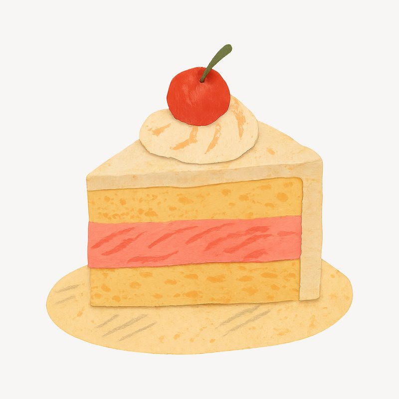 Delicious slice of cake illustration.