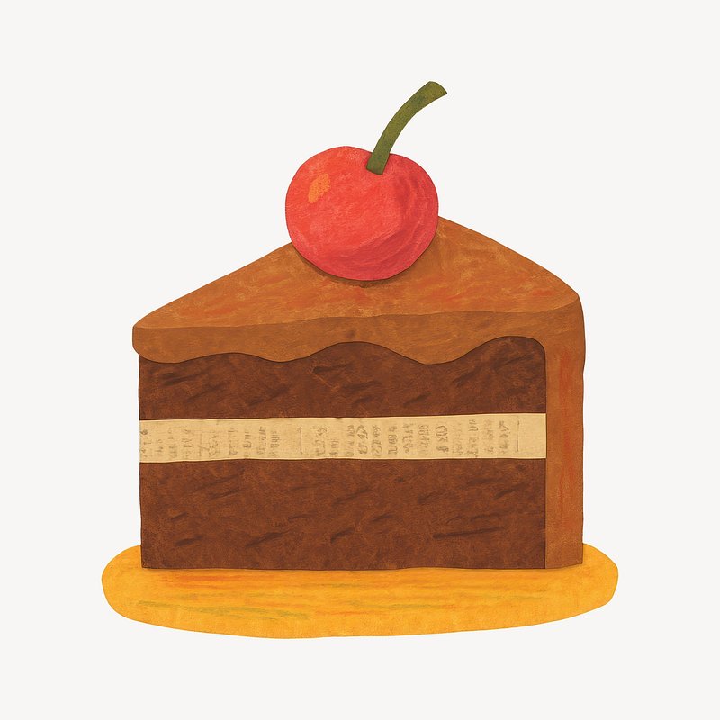 Delicious chocolate cake slice illustration.