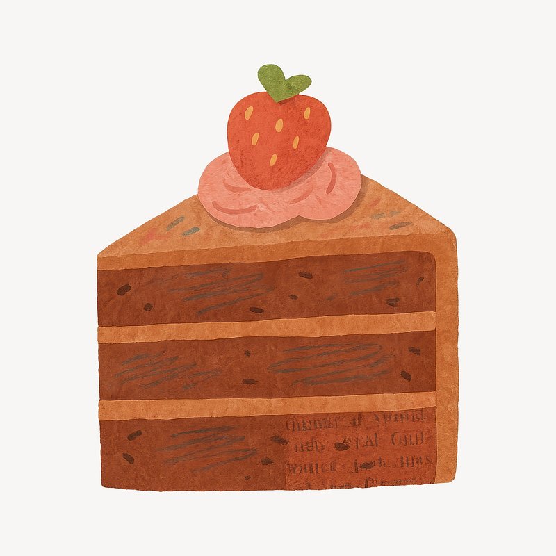 Delicious chocolate cake slice illustration.