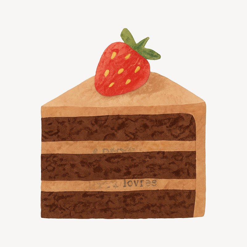 Delicious chocolate cake slice illustration.