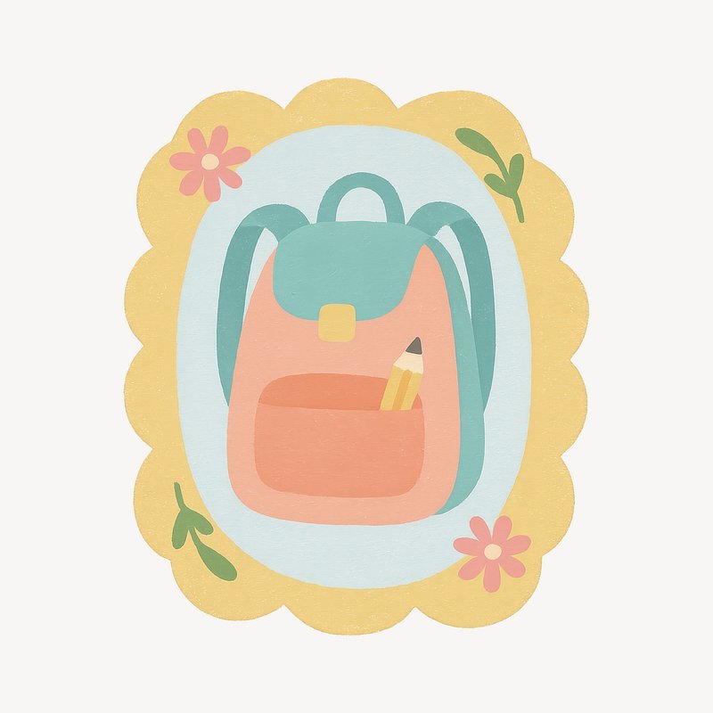 Colorful backpack with floral design.