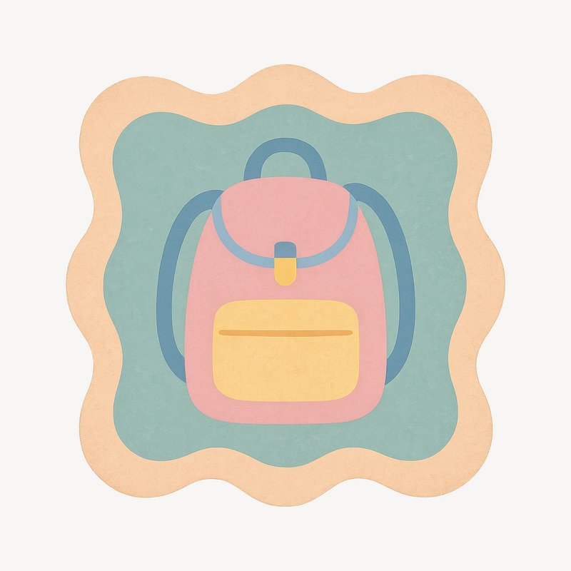 Colorful backpack icon illustration.