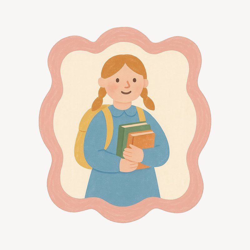 Vintage girl student illustration