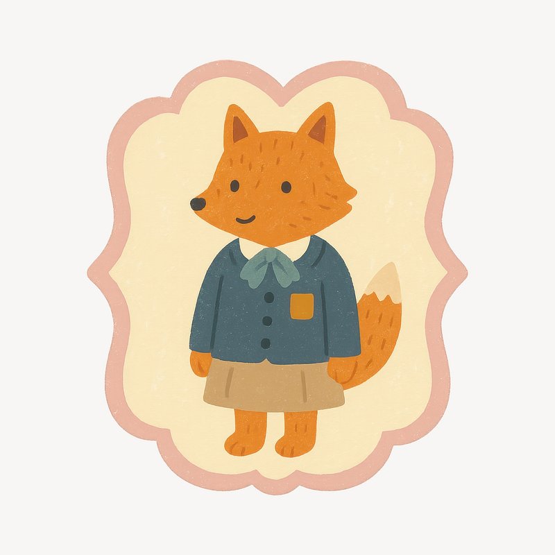 Cute fox in vintage attire