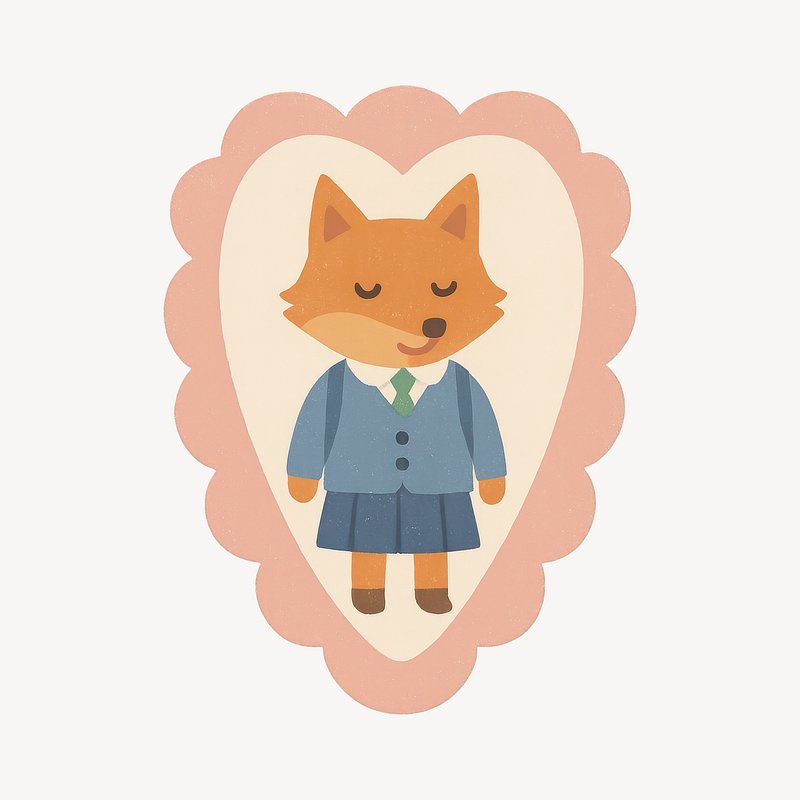 Cute fox in school uniform