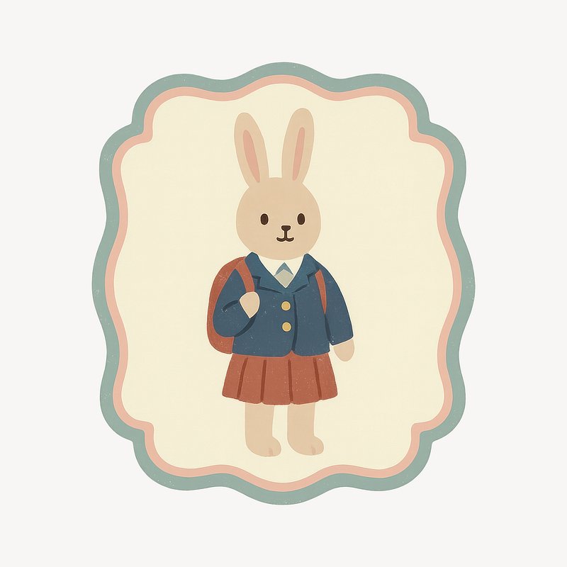 Cute rabbit student illustration