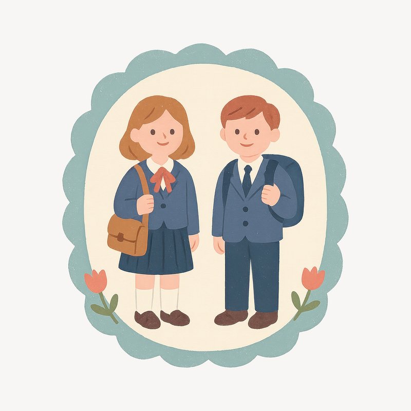 Vintage school children illustration