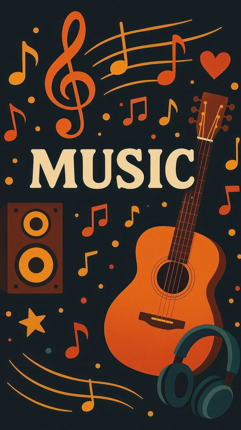 Retro music-themed mobile wallpaper | Free Photo Illustration - rawpixel, image size:800x1422