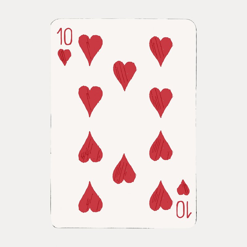 10 heart poker card, vector element. Remixed by rawpixel.