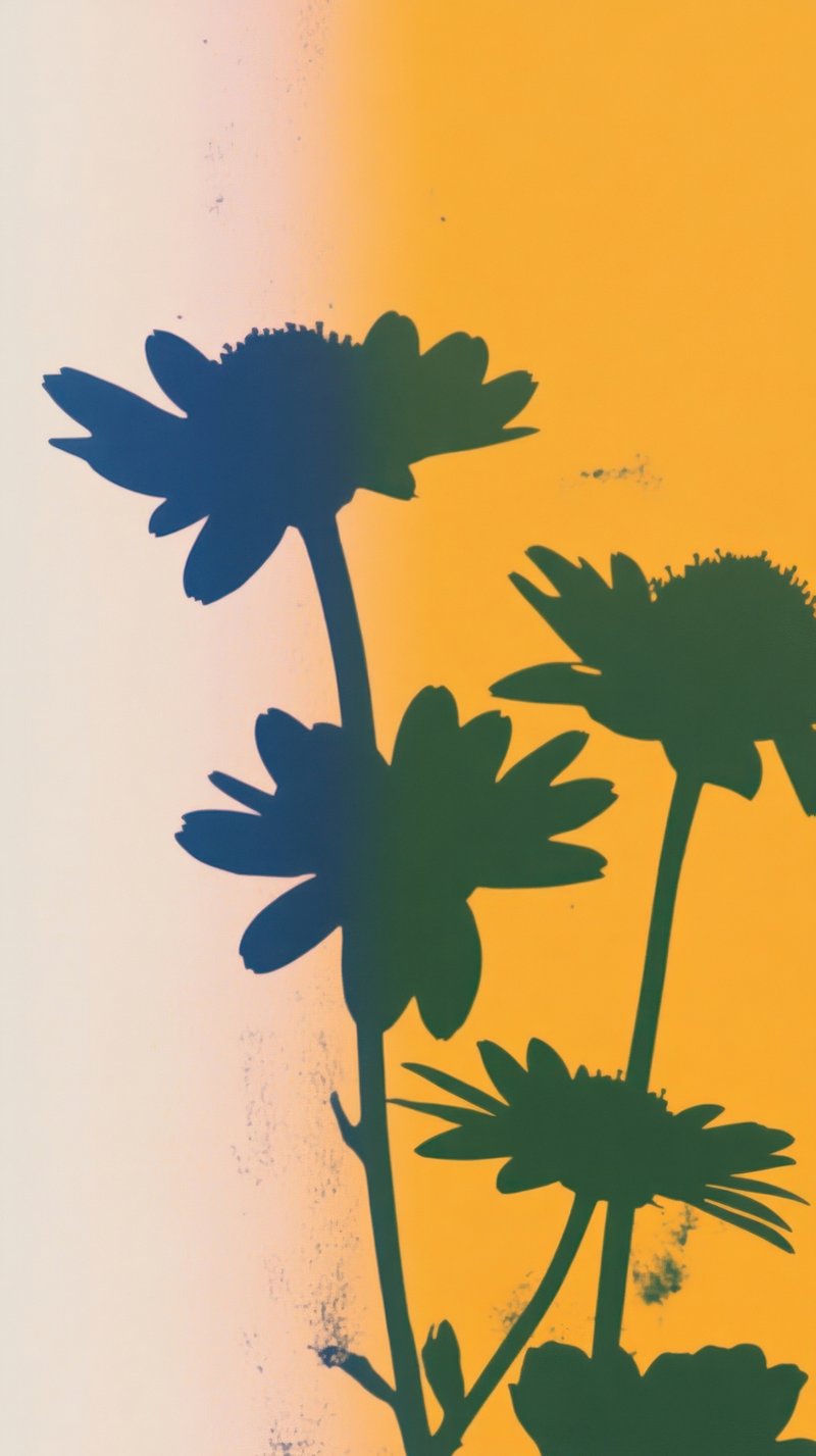 Daisy flowers patterns silhouette background gradient.