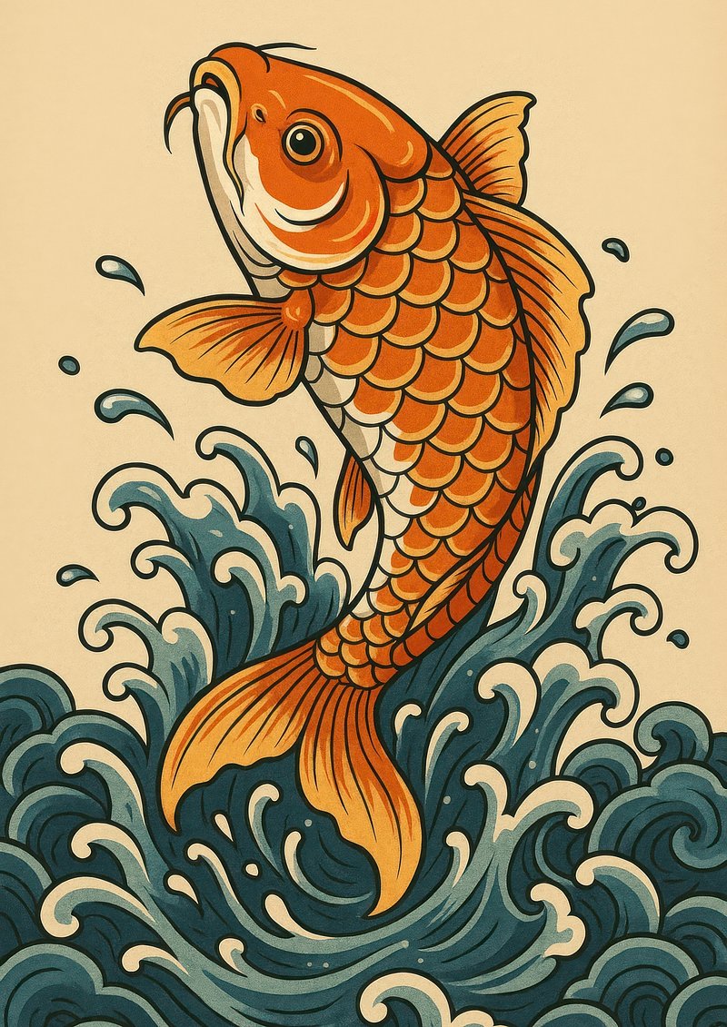 I created various designs with the theme of goldfish. The colors used were  blue, black, and red, with the addition of a new color, orange. Thank  you🙏🏻 • • • •#tattoodesign #orientaltattoo #, image size:800x1131