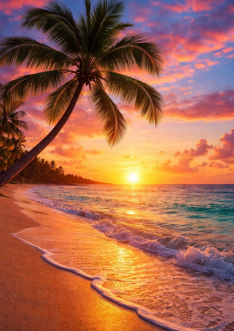 Beach Sunset Palm Tree Wallpaper Serene Images | Free Photos, PNG ...