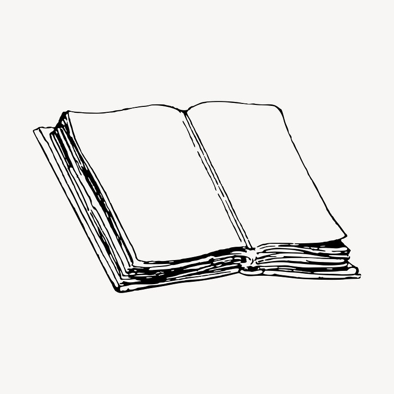 Vector drawing. Old open book with a bookmark Stock Vector