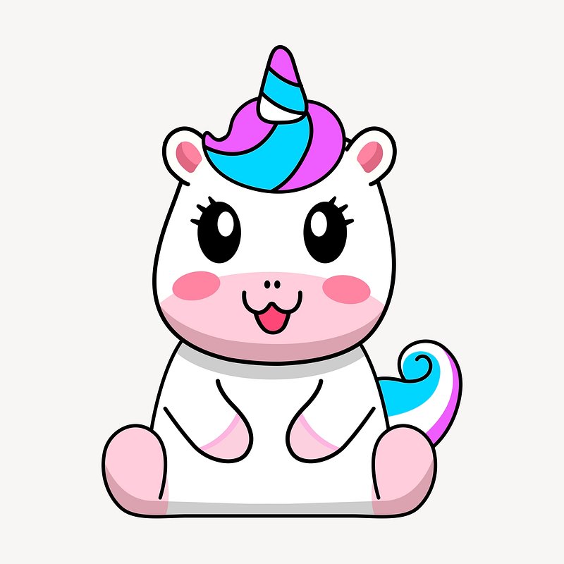 Cute unicorn with pink mane simple cartoon vector illustration
