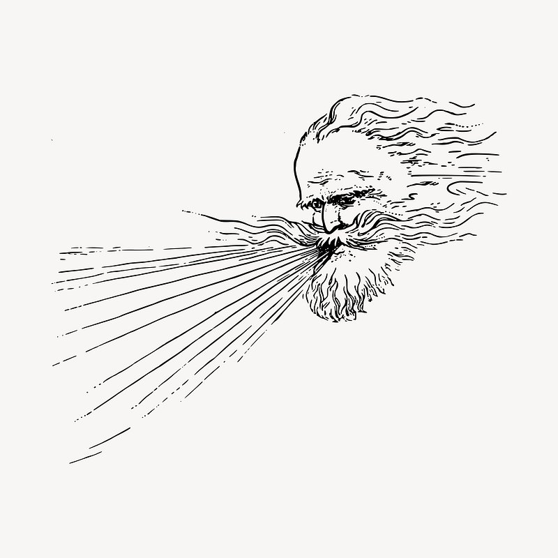 Boreas blows wind illustration clipart vector. Free public domain CC0 image