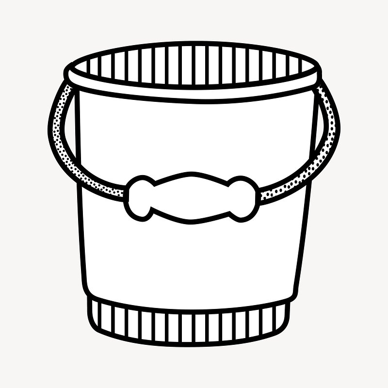 bucket clipart black and white