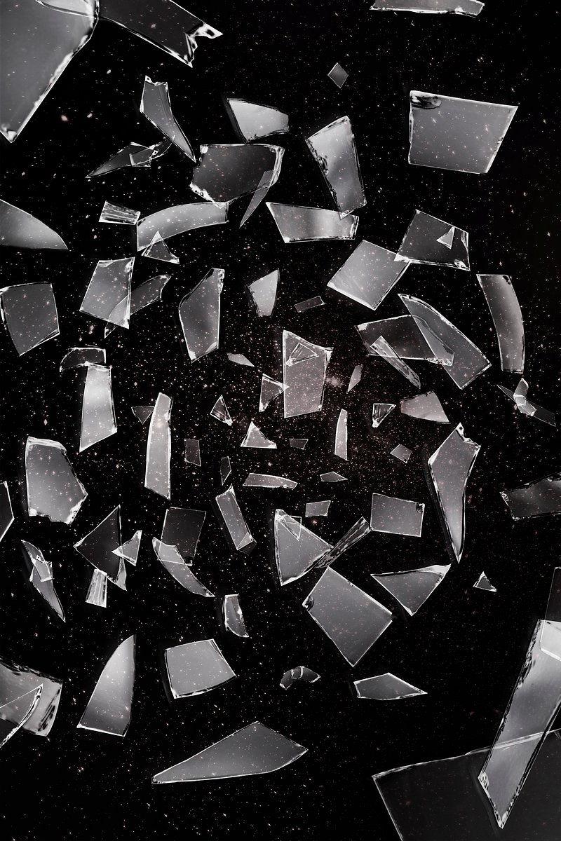 Premium Vector  Broken glass pieces. shattered glass on black