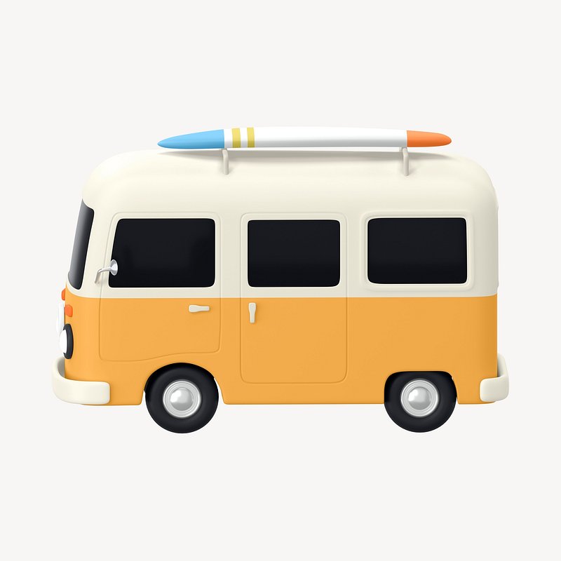 Cartoon van clip art, orange | Free Photo Illustration - rawpixel