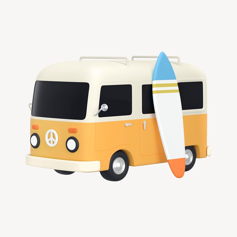 Cartoon van clip art, orange | Free Photo - rawpixel