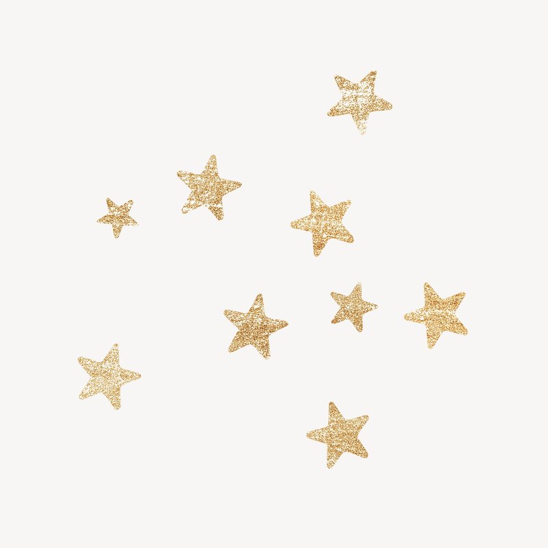 Sparkling Gold Star Sticker with White Border