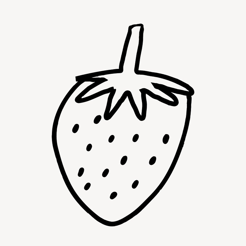 strawberry clipart black and white