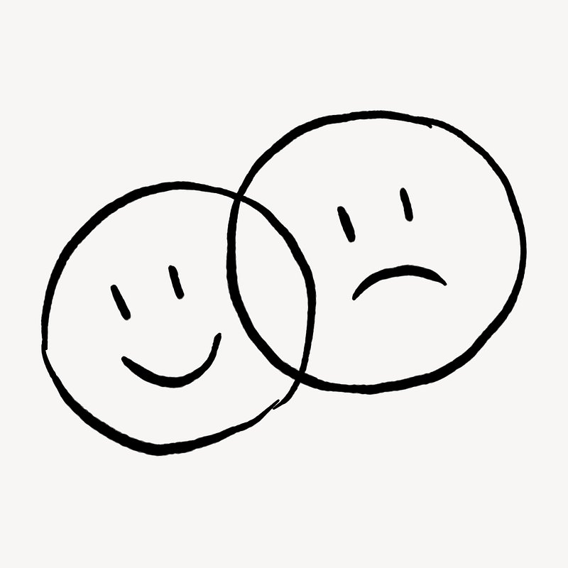 Bipolar emoji doodle, collage element, | Free PSD - rawpixel
