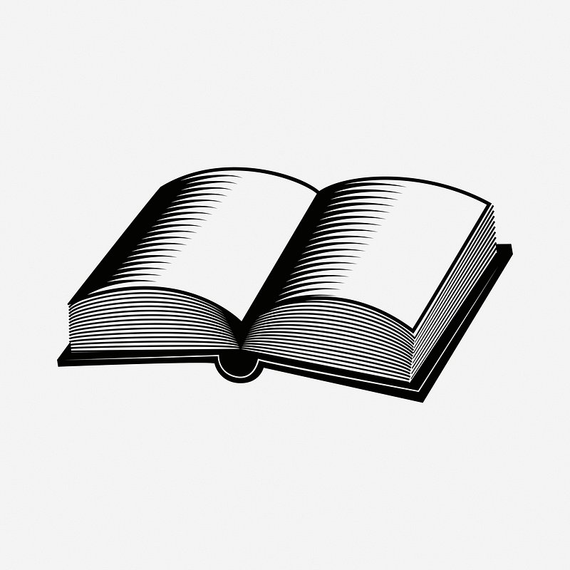 black and white open book clip art