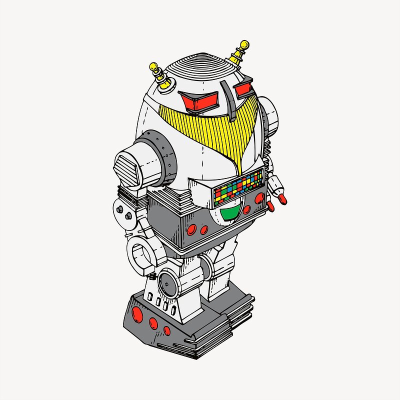 Robot Toys Vector Characters Set. Colorful Kids Robots Elements