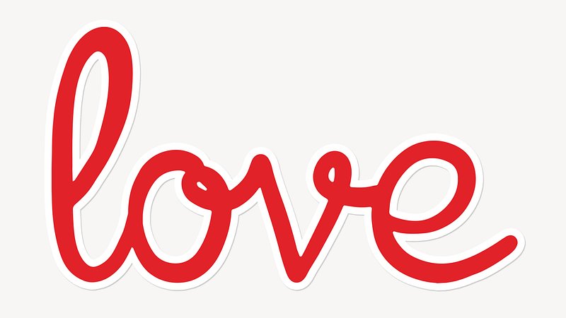 Love Word, Red Calligraphy Text 