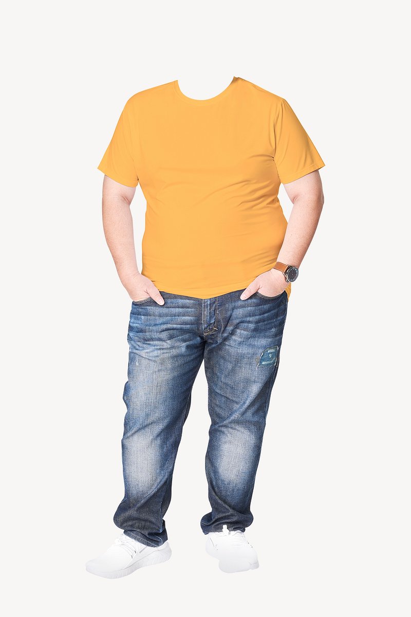 Plus-size headless man yellow t-shirt, | Premium Photo - rawpixel