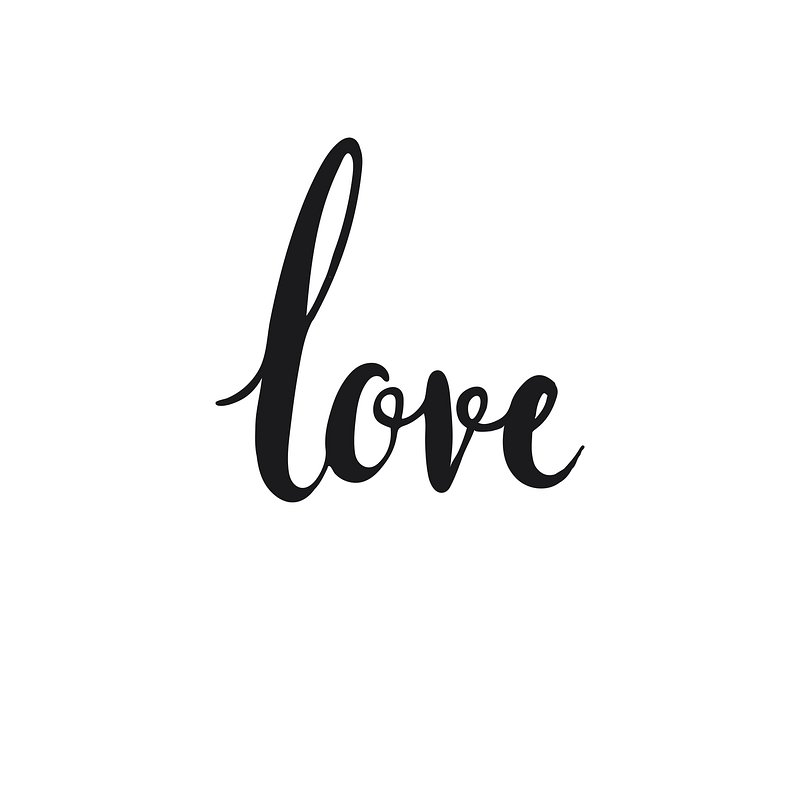 Love word, black & white | Free PSD Illustration - rawpixel