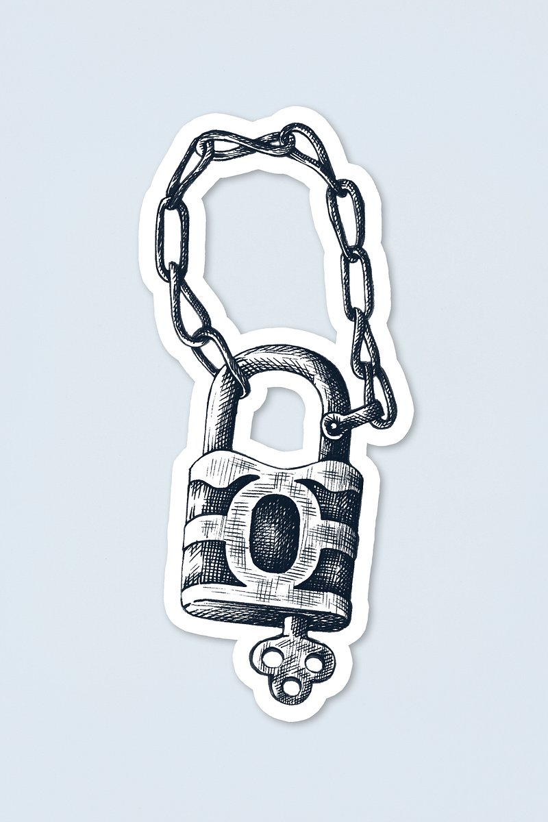 Hand drawn vintage lock and