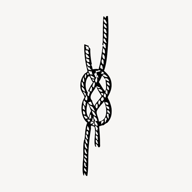 Rope knot drawing, vintage illustration.