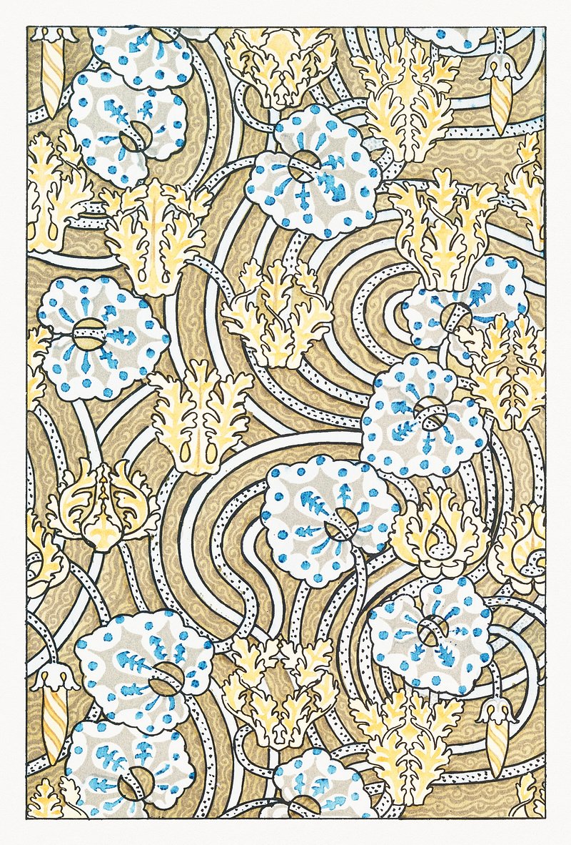 Art nouveau cyclamen flower pattern | Premium Photo Illustration - rawpixel