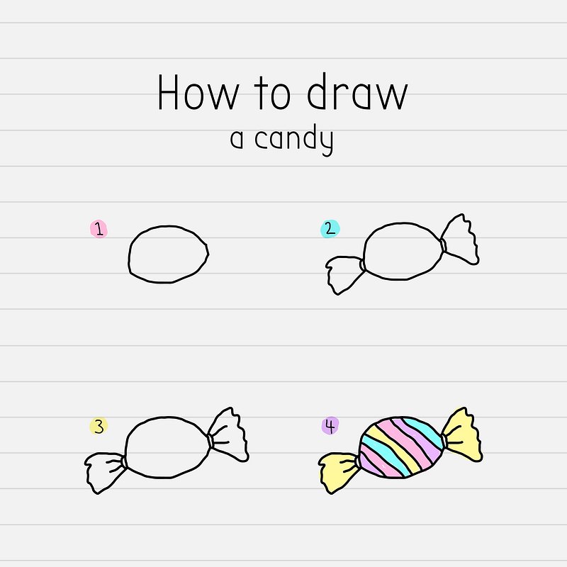 How draw candy doodle tutorial | Free Vector - rawpixel
