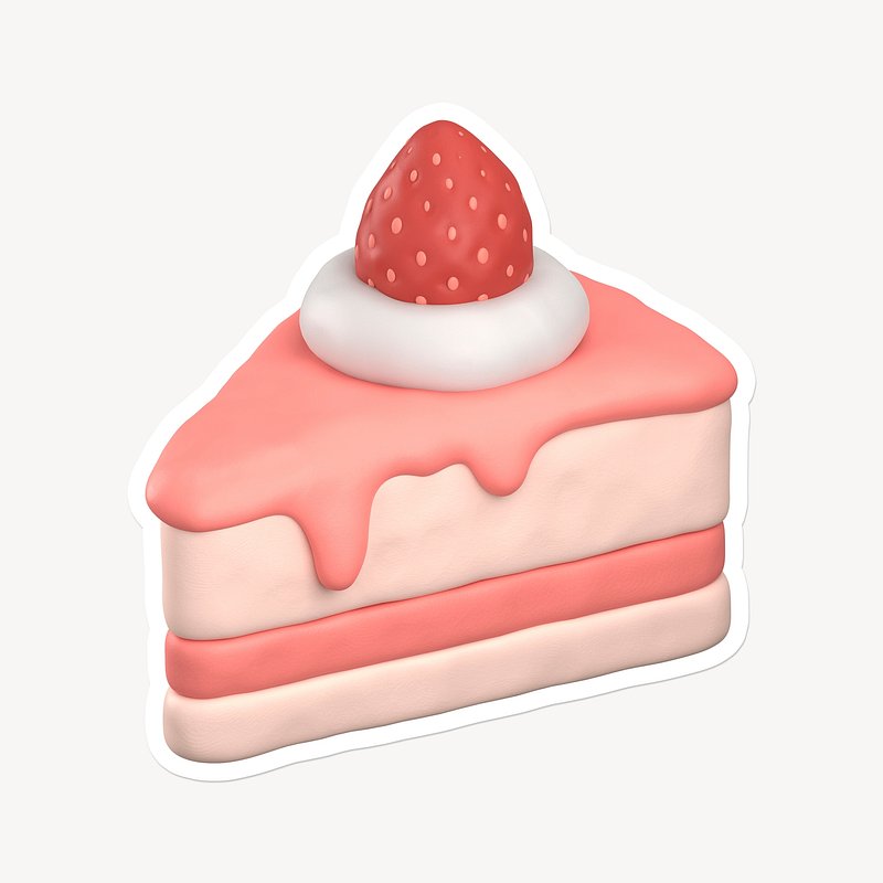 strawberry cake slice cartoon