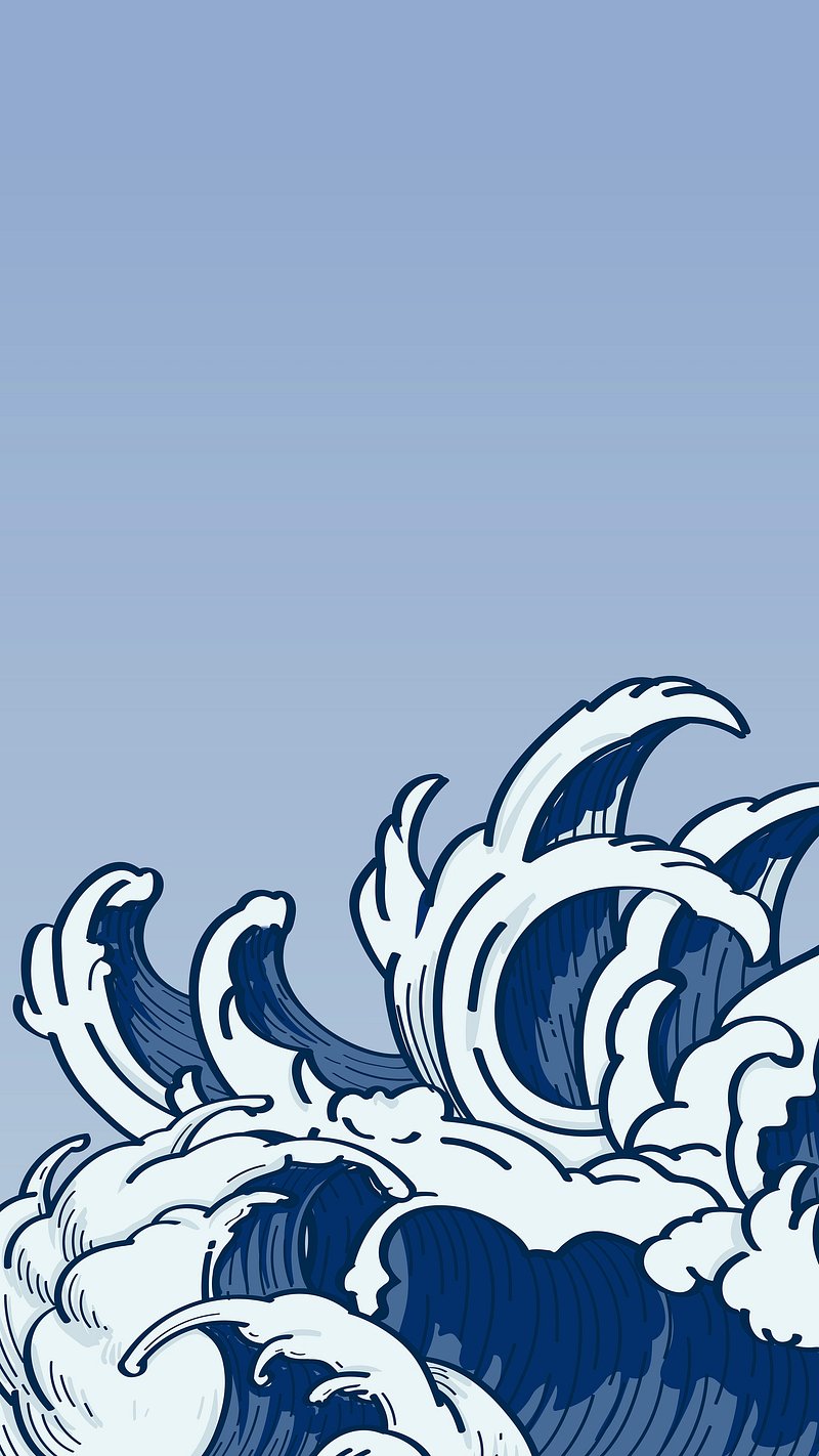 Blue Japanese wave background vector | Premium Vector - rawpixel