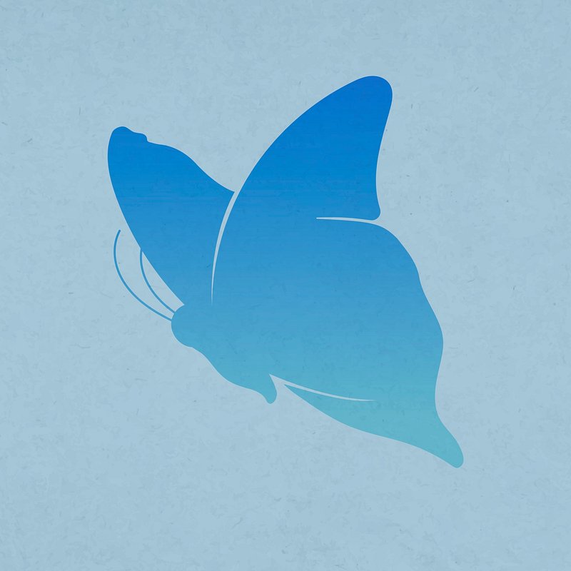 Flying butterfly sticker blue line art animal set Vector Image