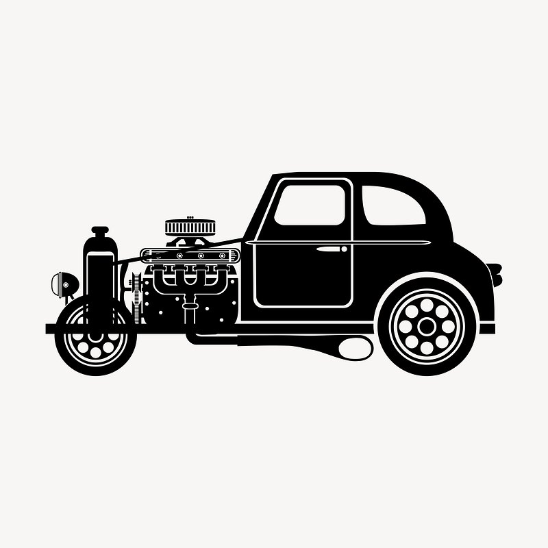 vintage car clipart black and white heart