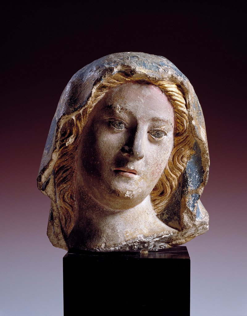 Head Virgin, limestone, polychromed, French | Free Photo - rawpixel