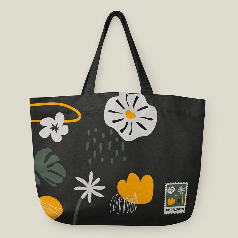 Tote bag mockup, printed floral | Premium PSD Mockup - rawpixel