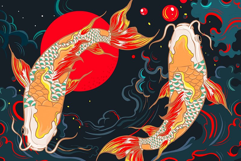 Fish Seamless Pattern Gold Koi Pattern Wallpaper Design Japanese Fish  Illustration