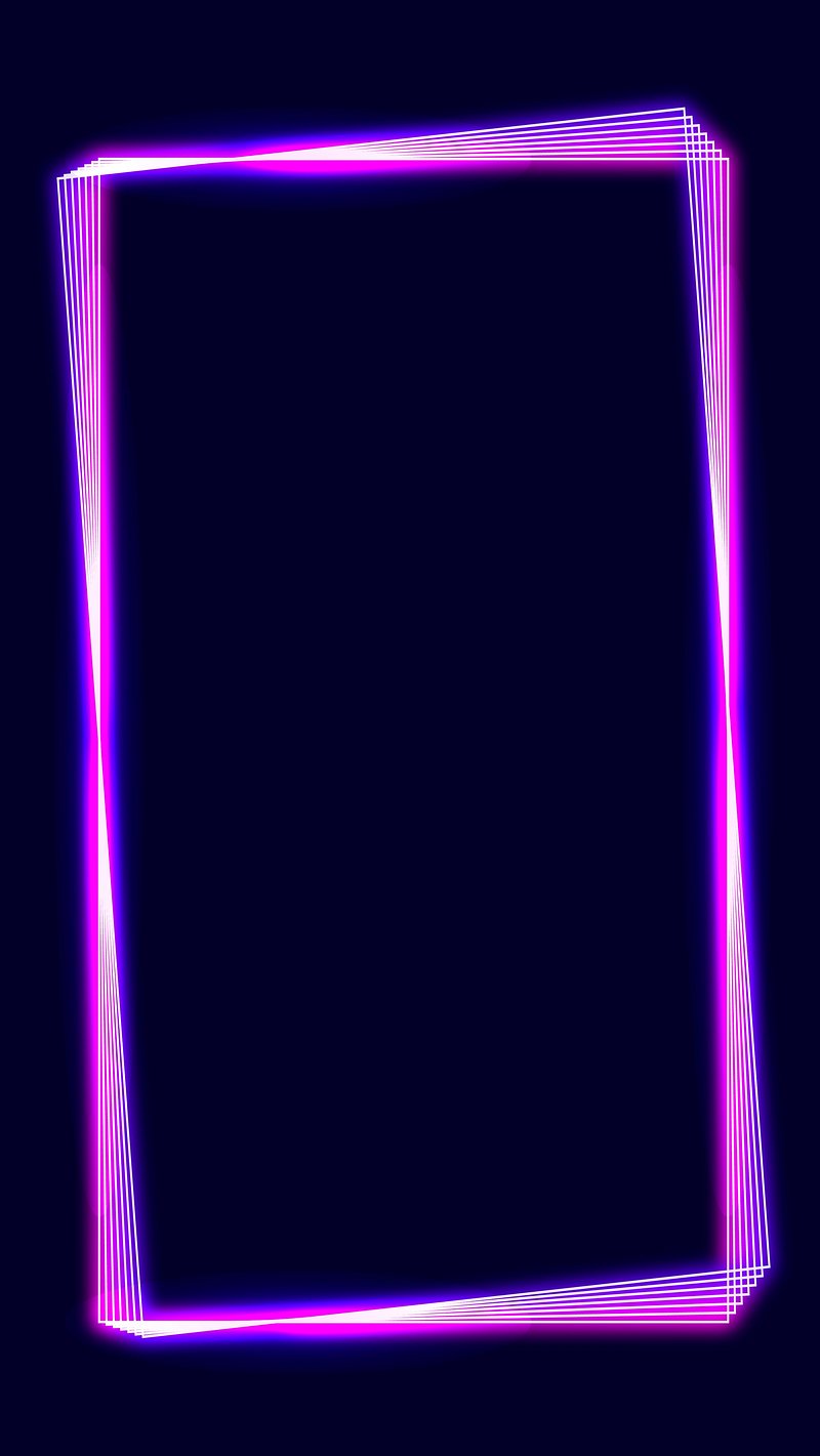 Rectangle white neon frame mobile screen template vector