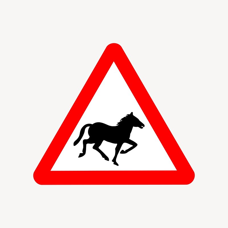 Traffic sign - Wild animal crossing road symbol in red triangle